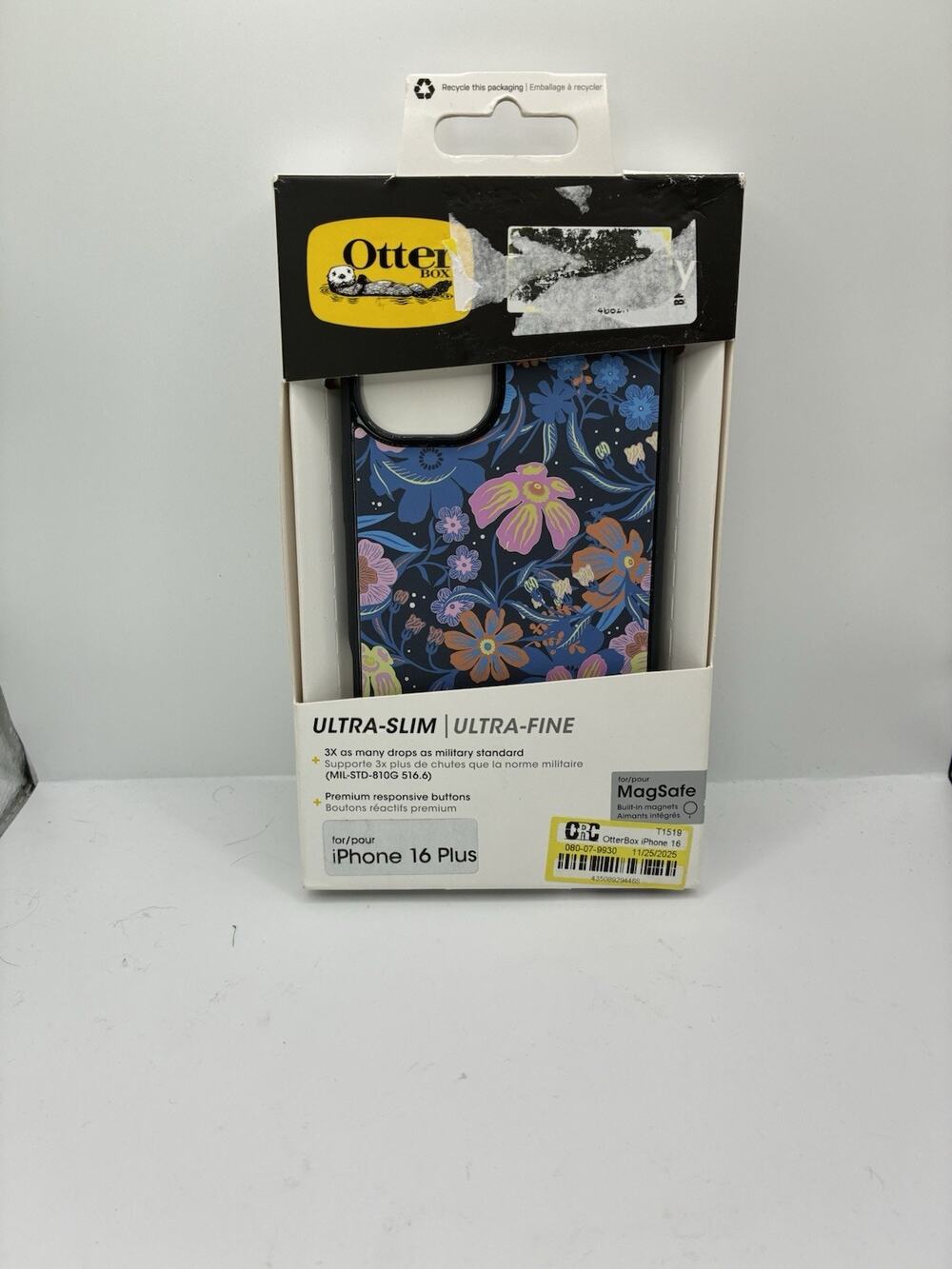OtterBox iPhone 16 Plus Case Symmetry MagSafe Navy Floral Blue New in Box Slim